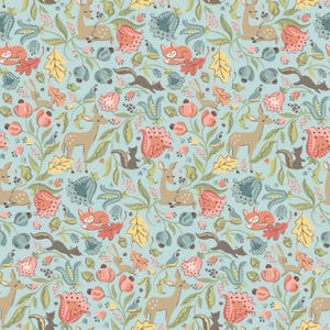 Deer Meadow Lite Teal - Wildwood Dwellings - Sheri McCully - Poppie Cotton - Tyg 100% Quilters Cotton WW25101 bild 3