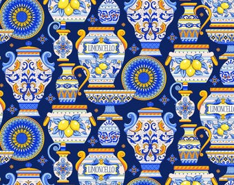 SM Majolica Navy - La Dolce Vita - Stacy Peterson - Freespirit Fabrics - 100% Quilters Cotton - PWST038-XNAVY