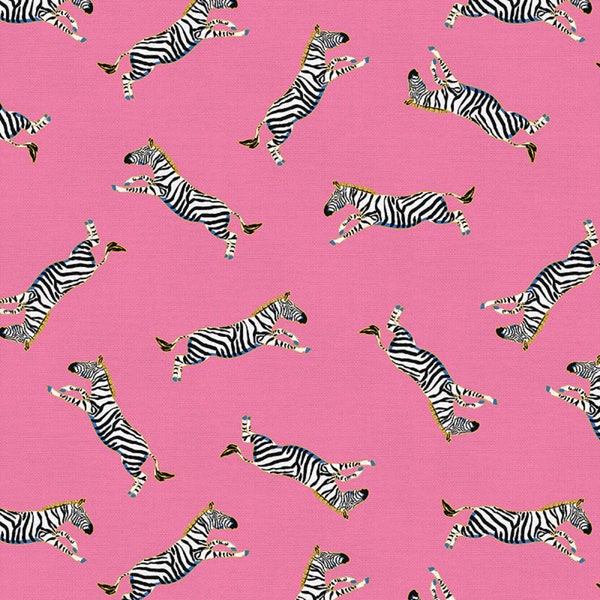 Tossed Zebra Hot Pink - Wild Expedition - Teresa Chan - Paintbrush Studio Fabric 100% Quilters Cotton