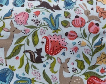 Deer Meadow Lite Teal - Wildwood Dwellings - Sheri McCully - Poppie Cotton - Fabric 100% Quilters Cotton WW25101
