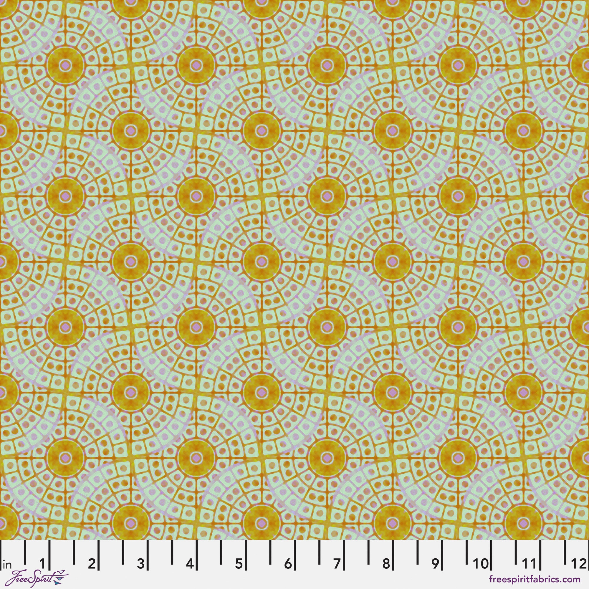 Chandelier Medium Gold - Mosaic  - Billy Reue - Freespirit Fabrics 100% Quilters Cotton