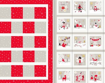 Woodland Christmas Advent Calendar METALLIC 24 Inch Panel - Jane Farnham - Dashwood Studio - Quilters Cotton - ADVENT1850
