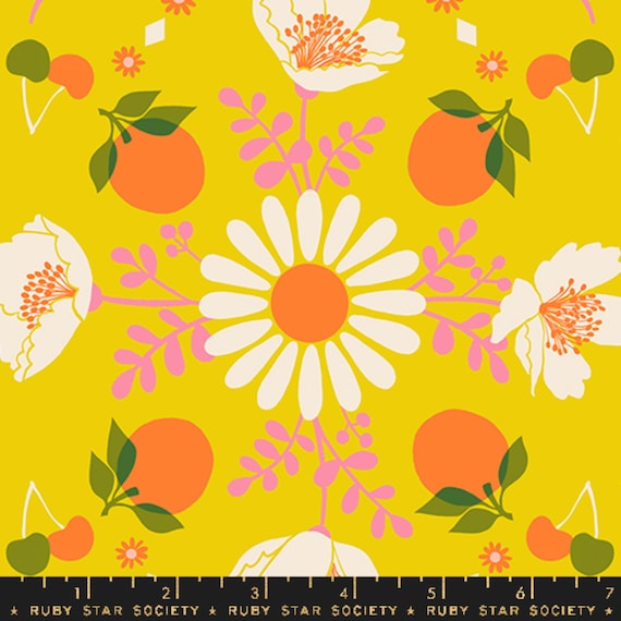 Poppy Garden Golden Hour - Juicy - Melody Miller for Ruby Star Society and Moda Fabrics 100% Quilters Cotton RS0085-12