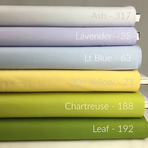 Ash Lavender Lt Blue 30&#39;s Yellow Chartreuse Leaf - Bella Solids - Moda - 100% Cotton Quilting Fabric Yardage