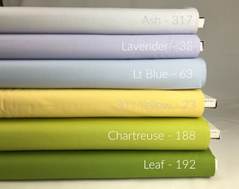 Ash Lavender Lt Blue 30's Yellow Chartreuse Leaf - Bella Solids - Moda - 100% Cotton Quilting Fabric Yardage