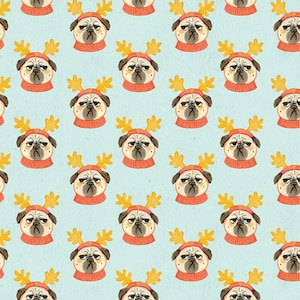 Pug Life - Bah Hum-Pug - Miriam Bos - Tissu Dear Stella - DMB1669 multi-pièces de coton image 1