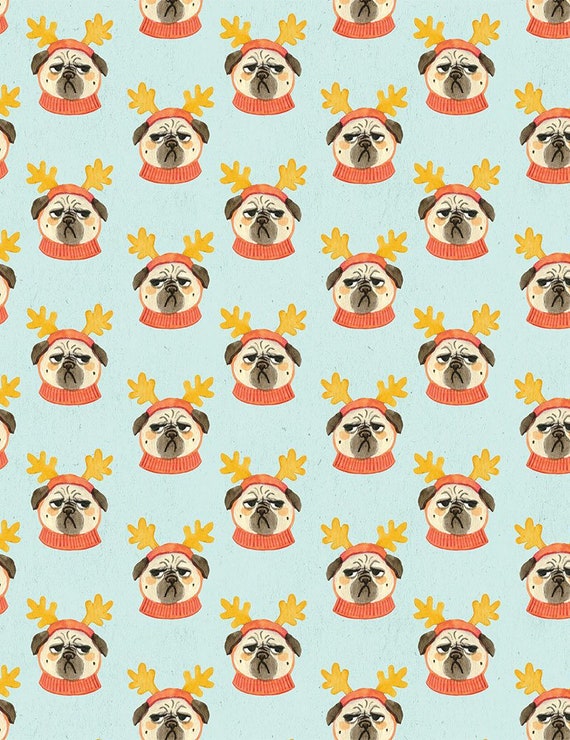 Pug Life - Bah Hum-Pug - Miriam Bos - Dear Stella Fabric - DMB1669 Multi Quilters Cotton