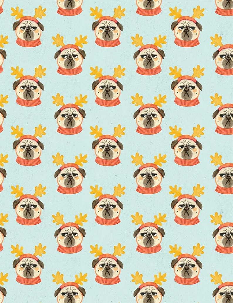 Pug Life - Bah Hum-Pug - Miriam Bos - Tissu Dear Stella - DMB1669 multi-pièces de coton image 1