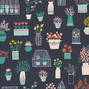 Flower Shop Slate - Yuan Xu - Sunday Afternoon - RJR Fabrics - Quilters Cotton YX103-SL2