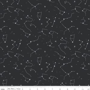Constellation Schwarz 108-Zoll-Breite Rückseite - Heben Sie die Segel - Zitrus und Minze - Riley Blake Designs Stoff - Quilters Baumwolle WB14205-BLACK Bild 1