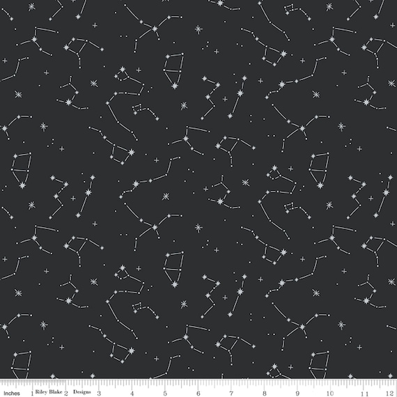 Constellation Black 108 Inch WIDE BACKING - Hoist the Sails - Citrus and Mint - Riley Blake Designs Fabric -  Quilters Cotton WB14205-BLACK