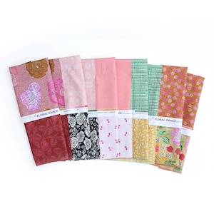 Floral Dance Coral  - 10 pcs Fat Quarter Bundle Flat Fat Stack - Phrosné Barwood - Paintbrush Studio Fabric 100% Quilters Cotton