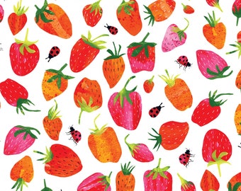 Strawberries White - Summer Splash - Tracey English - Clothworks - Y4104-1