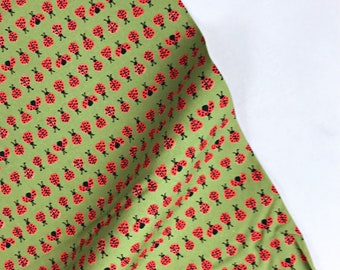 Ladybugs Green - Cottage Garden -  Monaluna ORGANIC Fabric -  100% Organic Cotton Poplin CG-07-BLT