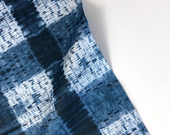 Pleat Plaid Indigo - Shibori Dye - Kim Eichler-Messmer - Paintbrush Studio Fabric 100% Quilters Cotton 12021453