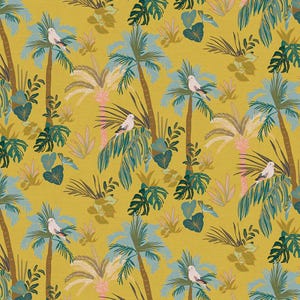 Jungle Bird Chartreuse - Moroccan Sunrise - Teresa Chan - Paintbrush Studio Fabric 100% ORGANIC Cotton CANVAS - 36022570