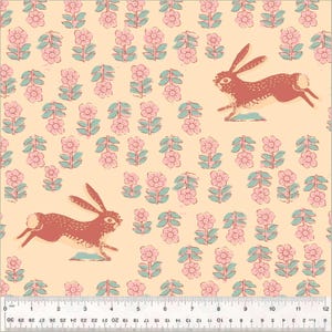 Rabbit Blush 108&quot; WIDEBACK - Heather Ross - Windham Fabrics - Quilters Cotton Quilt Backing - Continuous Half Yard Cuts 54542W-1DES