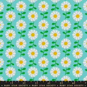 Retro Daisy Turquoise Flowerland by Melody Miller for Ruby Star Society and Moda Fabrics 100% Quilters Cotton RS0074-14