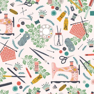 Crafter For Life Blush Pink - Yuan Xu - Sunday Afternoon - RJR Fabrics - Quilters Cotton YX101-BL2