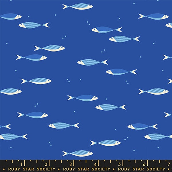 School Day Royal Blue - Water - Ruby Star Society - Moda - 100% Cotton Quilting Fabric Yardage - RS5127-12