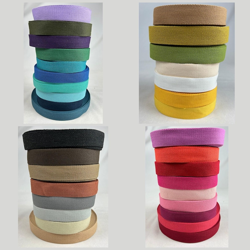 Sangles en coton de 1 1/4 po. de large (32 mm) Sangles colorées par demi-mètre en continu 34 couleurs image 1