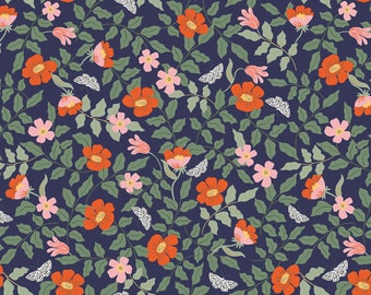Primrose Navy - Erdbeerfelder - Anna Bond Rifle Paper Co - Baumwolle + Stahl - RP402-NA1