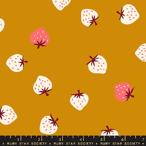 Strawberry Toss Butterscotch - Strawberry - Kimberly Kight - Ruby Star Society Fabric - Moda 100% Quilters Cotton RS3085-15