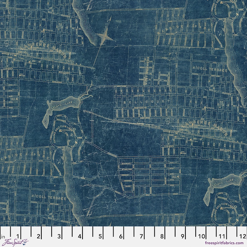 Blue Map - Palette Blue - Tim Holtz - 100% Quilters Cotton PWTH283-BLUE ...