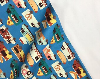 Food Trucks Stripe Blue - Food Trucks - Jeannie Phan - Paintbrush Studio Fabric 100% Quilters Cotton -  120-209381