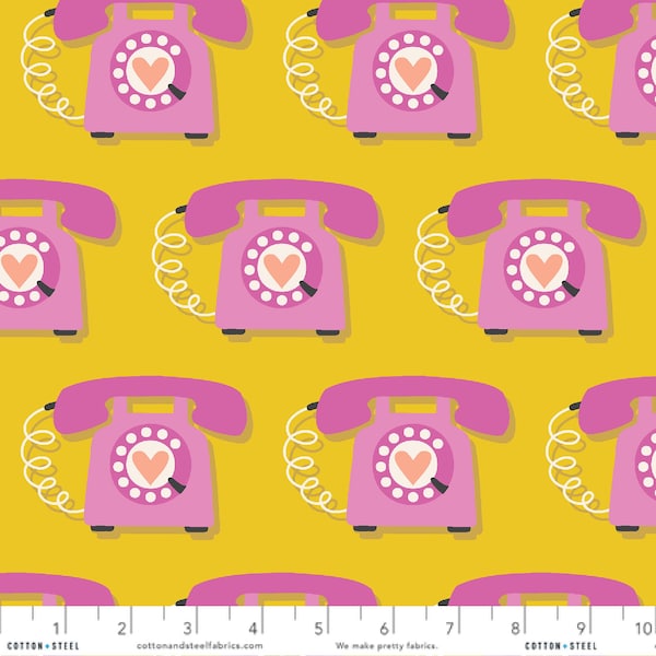 Speed Dial Mustard METALLIC East Coast by Megan Kampa for Cotton + Steel Fabrics - Quilters Cotton MK103-MU2M