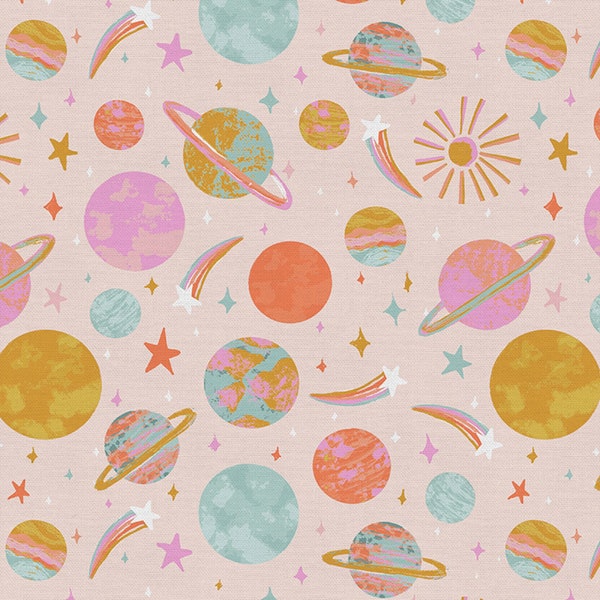 Planets Sweet - Dino Daydreams - Iris + Sea - Paintbrush Studio Fabric 100% Quilters Cotton