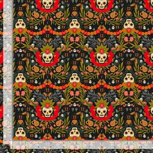 Day of the Dead Midnight - Viva La Vida - Faye Guanipa - Dear Stella Fabric -  Quilters Cotton