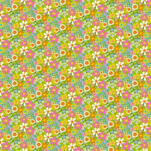 Vintage Floral Multi - Sunshine Inn - Lysa Flower - Paintbrush Studio Fabric 100% Quilters Cotton -  120-22727