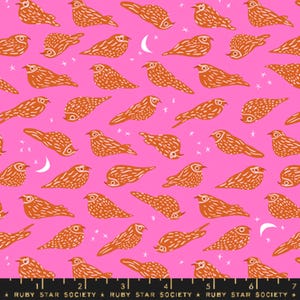 Whippoorwill Lipstick - Bird is the Word - Kimberly Kight Ruby Star Society-tyg - Moda 100 % Quilters-bomull RS3078-13