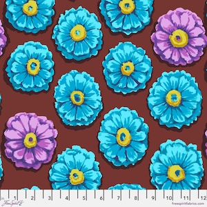 Zinnia Aqua - 85 and Fabulous - Kaffe Fassett - Freespirit Fabrics 100% Quilters Cotton