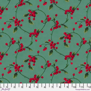 Schriftrolle Grün - Holly Day - Martha Negley - Freespirit Stoff - Quilters Cotton PMWN064-GRÜN