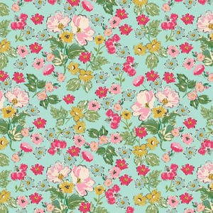 Flower Girl Blue - Bloom True - Terri Conrad - Poppie Cotton - Fabric 100% Quilters Cotton