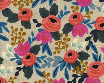 Rosa Floral Natural - Katoen/linnen CANVAS - Les Fleurs - Anna Bond Rifle Paper Co - Katoen + staal - AB8012-012