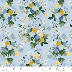 Blue - Dahlia - Anna Bond Rifle Paper Co - Cotton + Steel - 100% Quilters Cotton RP1600-BL3