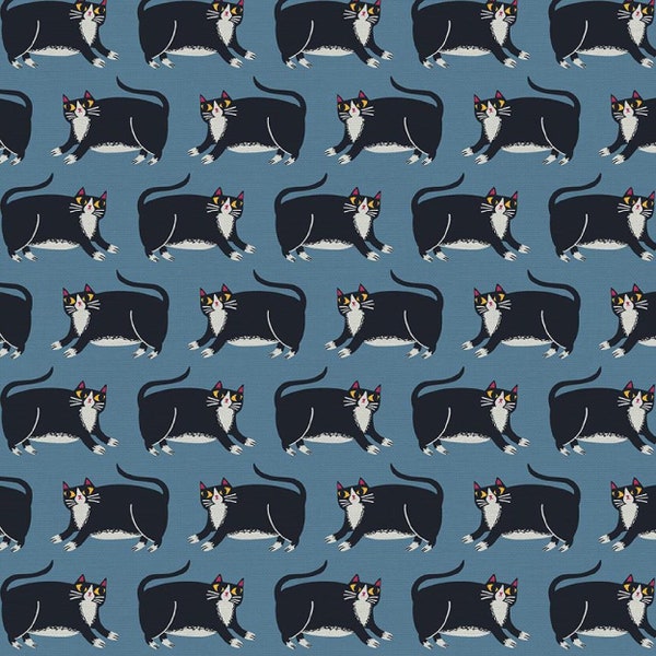 Cat Stripe Blue - Cat's Meow - Allison Cole - Paintbrush Studio Fabrics - 100% Quilters Cotton