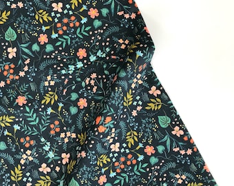 Wildwood Navy METALLIC - Wildwood- Anna Bond Rifle Paper Co - Cotton + Steel - 100% Quilters Cotton RP105-NA2M