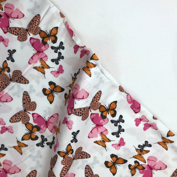 Traveling Butterflies Preppy Pink - Butterflies in the Garden - RJR Studio Fabrics - Quilters Cotton