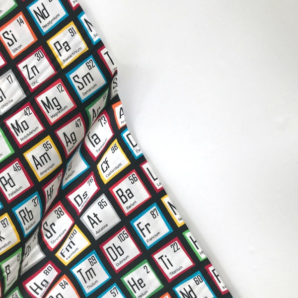 Science Fair 2 Fabric, Surgery Cap fabric, Chemistry, Biology, Science Fabric, Nerd, Math Fabric, Periodic Table, Robert Kaufman, Cotton