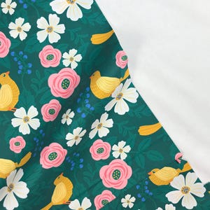 Floral Birds - Picnic - Mable Tan - Paintbrush Studio Fabric 100% Quilters Cotton -   120-21183