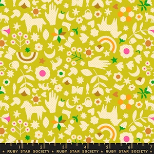 Little Luck Pistachio - Kattlur - Alexia Abegg - Ruby Star Society-tyg - Moda 100% Quilters-bomull RS4131-11