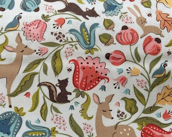 Deer Meadow Cream - Wildwood Dwellings - Sheri McCully - Poppie Cotton - Fabric 100% Quilters Cotton WW25100