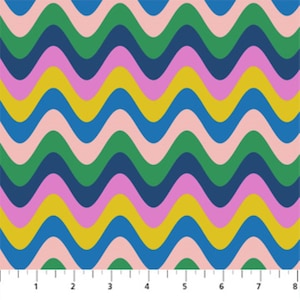 Rainbow Waves Blue Multi - Magic Garden - Josephine Kimberling - Figo Fabrics - 100% Quilters Cotton image 1