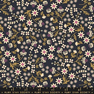 Ditsy Garden Soft Black - Fiori preferiti - Melody Miller - Tessuto Ruby Star Society - Moda 100% cotone per quilter