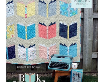 Modello trapunta Book Nerd - Angela Pingel Designs - Adatto a pacchetti di ritagli o quarti di grasso