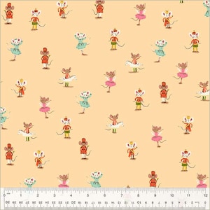 Nutcracker Mice Peach - Studio Edit - Heather Ross - Windham Fabrics - Quilters Cotton 50166D-3